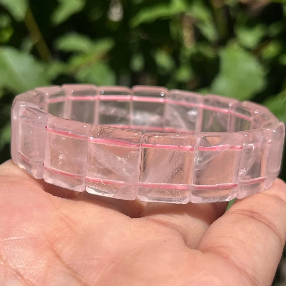 6.75 inches Stretchable high quality translucent‎ rose quartz soft bangle